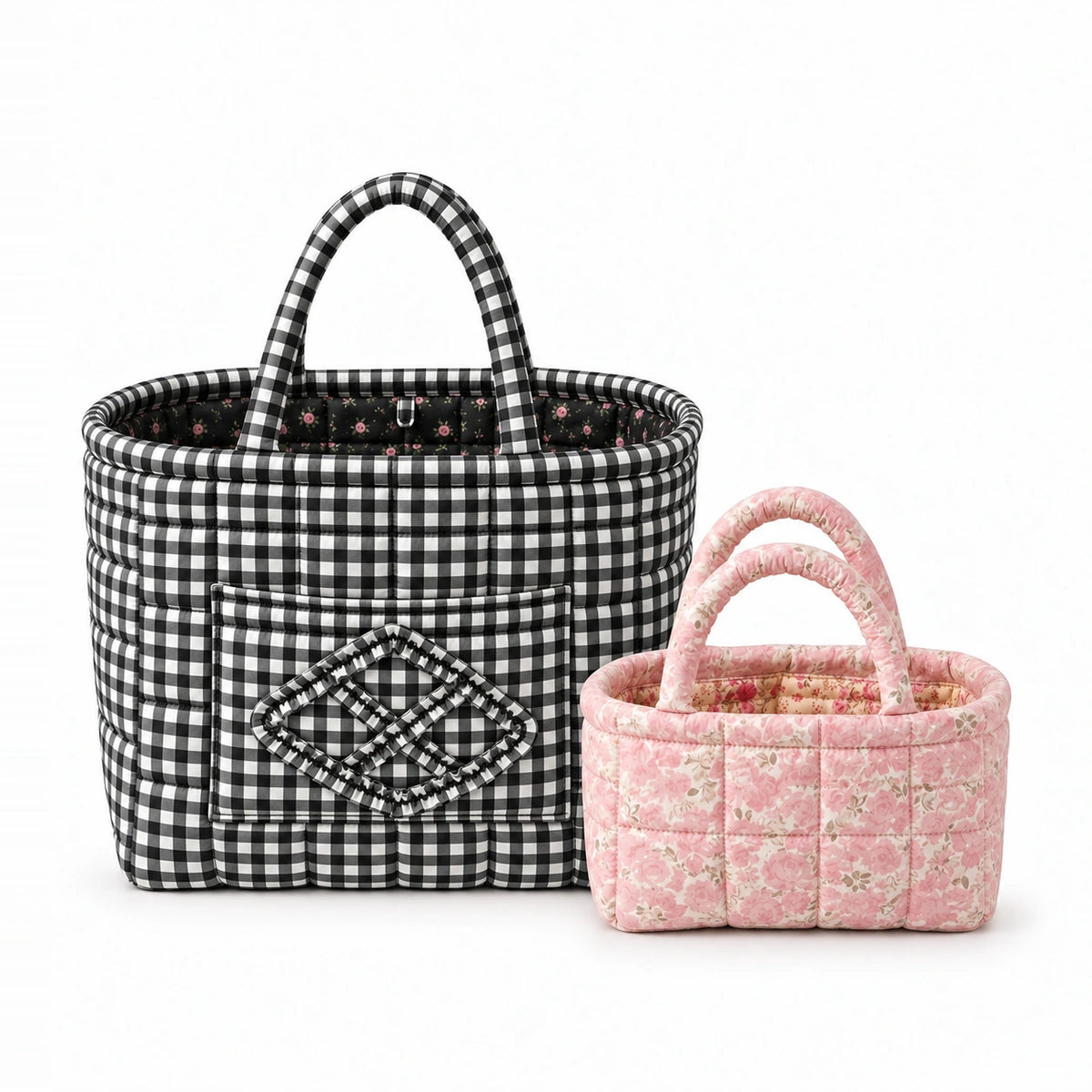 Black Gingham Quilty with a Blush Rose Mini Quilty