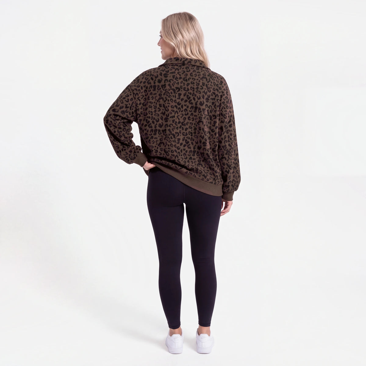 Oversized Ribbed Quarter Zip Sweatshirt