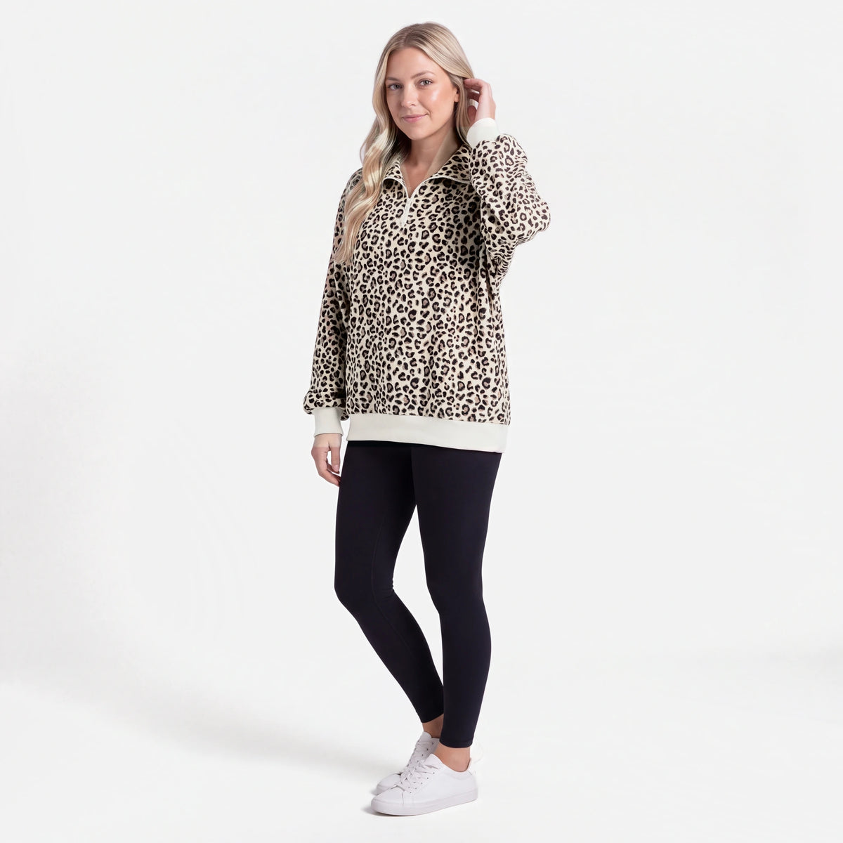 Oversized Ribbed Quarter Zip Sweatshirt