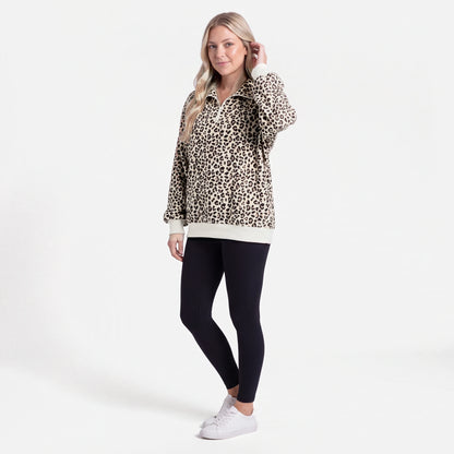 Oversized Ribbed Quarter Zip Sweatshirt