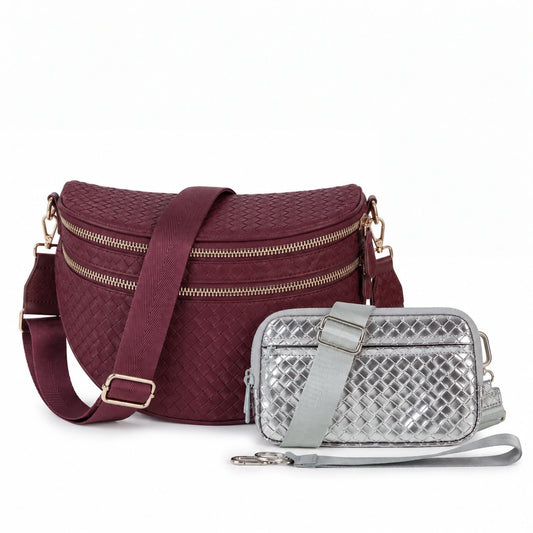 Woven duo — 06-burgundy-metallic-silver — approved 2026-09-18
