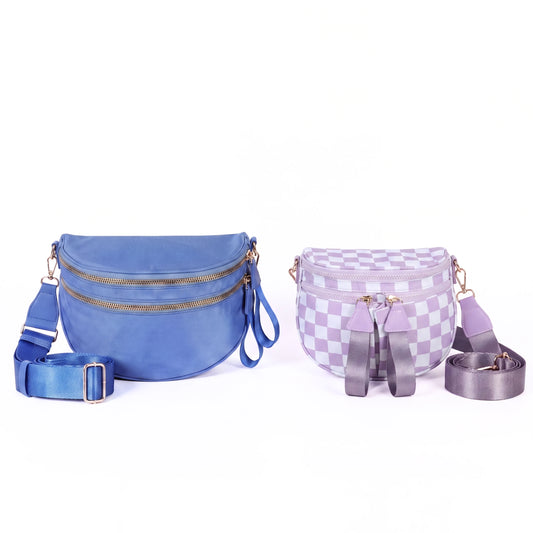 The Twin Sling Duo — GoFree Solid Blue + Mini GoFree Checkered Light Purple