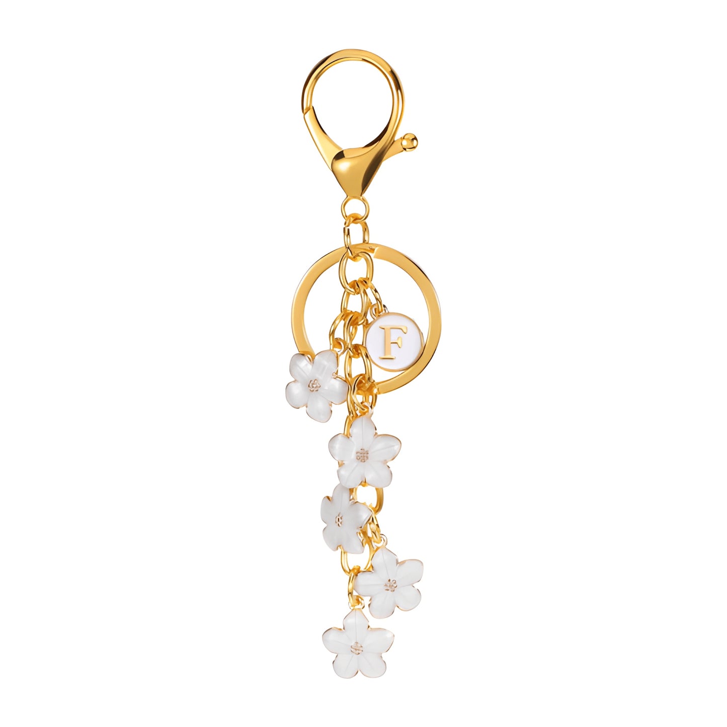 Daisy Flower Initial Letter - Bag Charm (White)