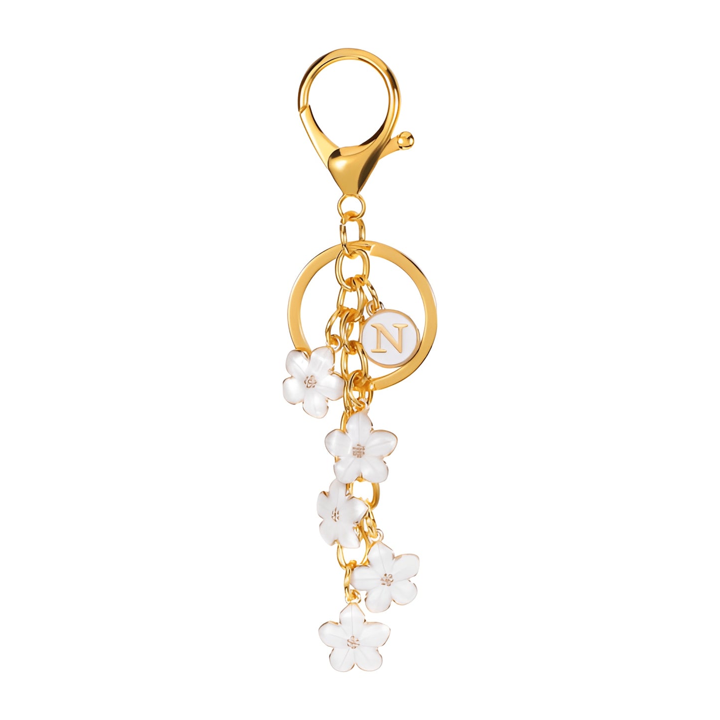 Daisy Flower Initial Letter - Bag Charm (White)