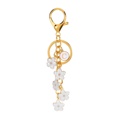 Daisy Flower Initial Letter - Bag Charm (White)