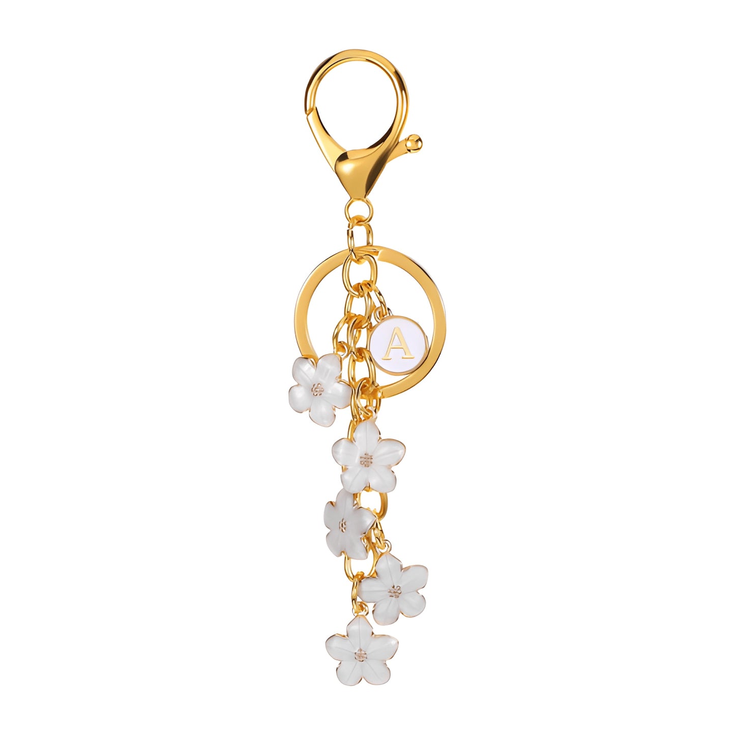 Daisy Flower Initial Letter - Bag Charm (White)