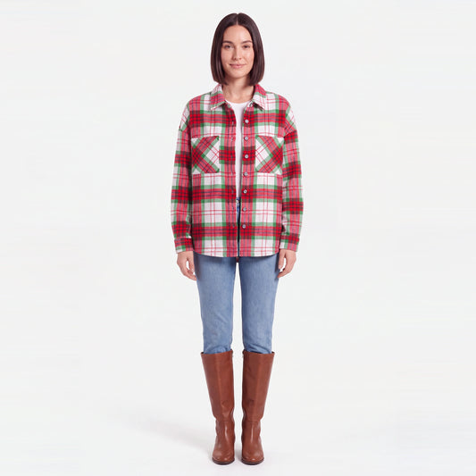 Oversized Christmas Plaid Flannel Shacket