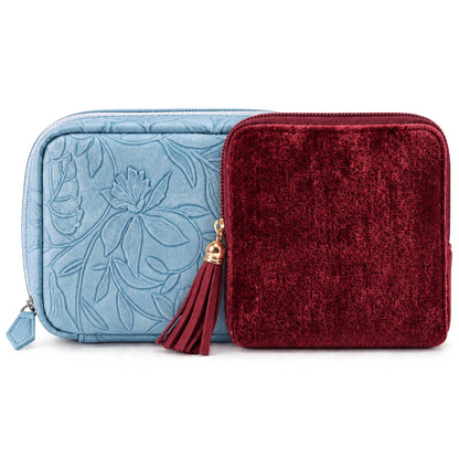 Gemmy + Pilly — Solid Red Wine + Floral Blue