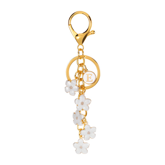 Daisy Flower Initial Letter - Bag Charm (White)