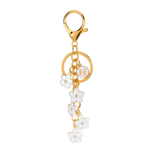Daisy Flower Initial Letter - Bag Charm (White)