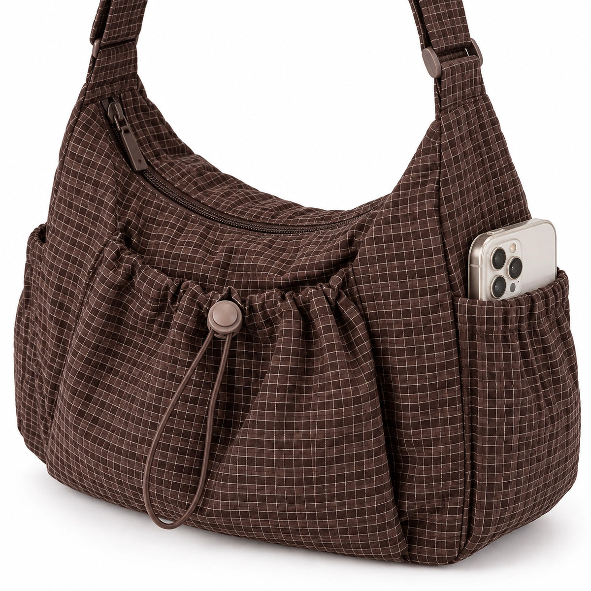 Plaidy Brown Plaid — 02 side pocket