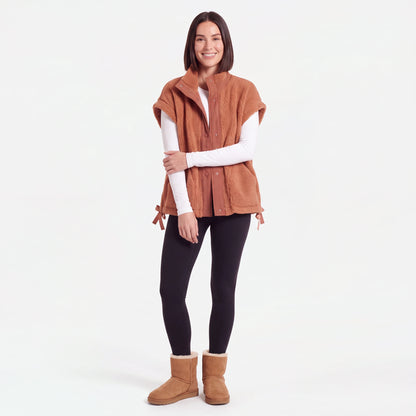 Oversized Sherpa Vest, Rust, front